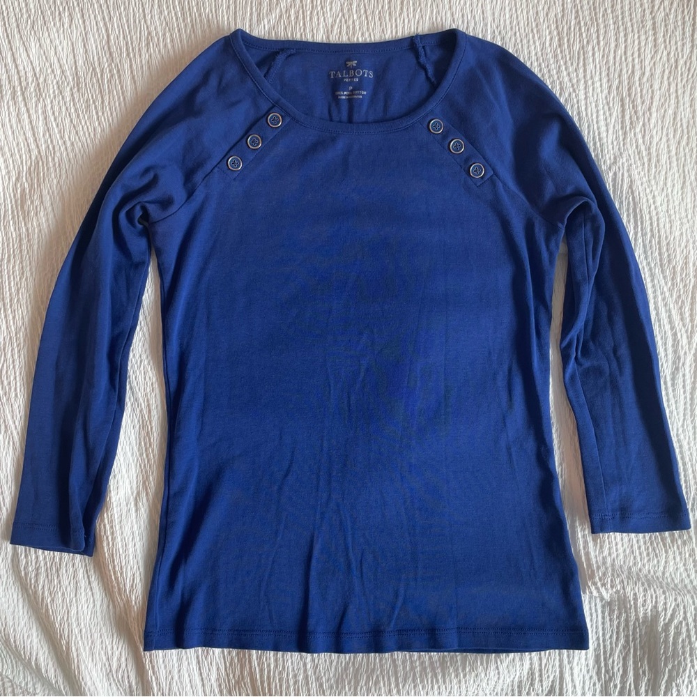 Talbots Royal Blue Three-Quarter Length Sleeve Top